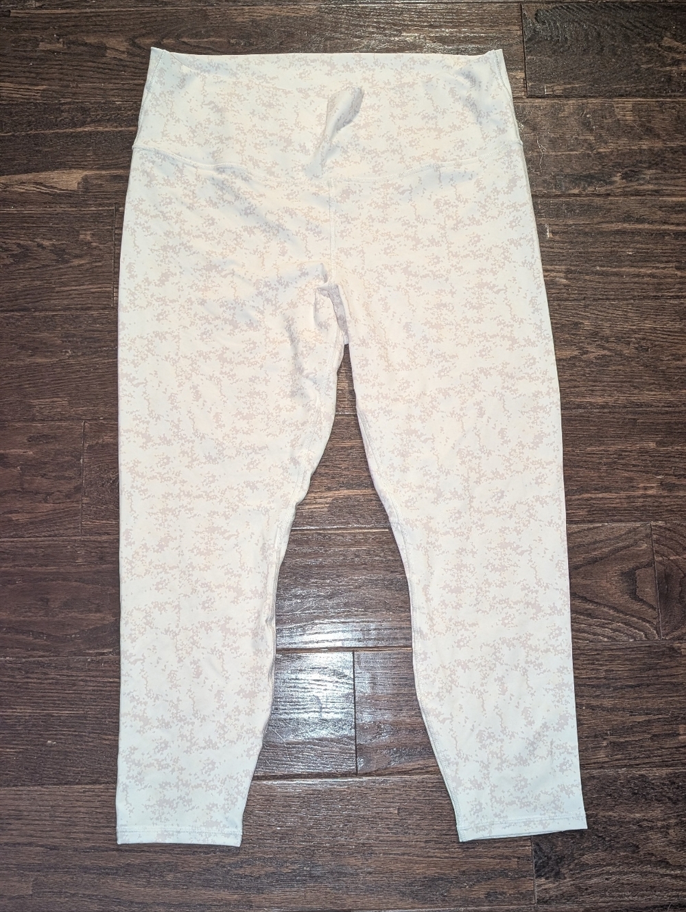 Fabletics Powerhold Leggings Cream Color Pixilated Print